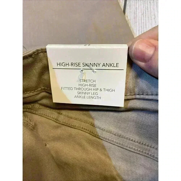 OAT New York Women High Rise Skinny Ankle Jean Tan Stretch Utility Cargo Pockets - Picture 7 of 10